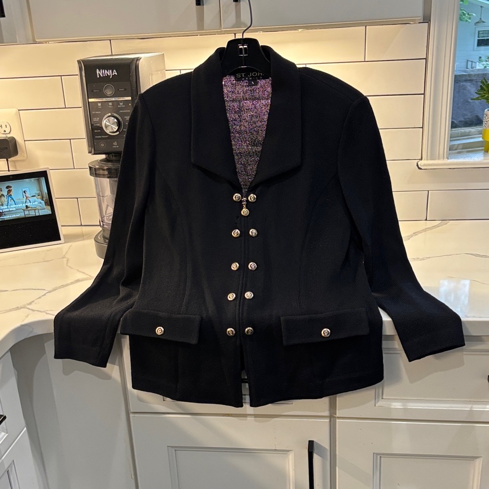 St. John Black Double-Breasted Jacket